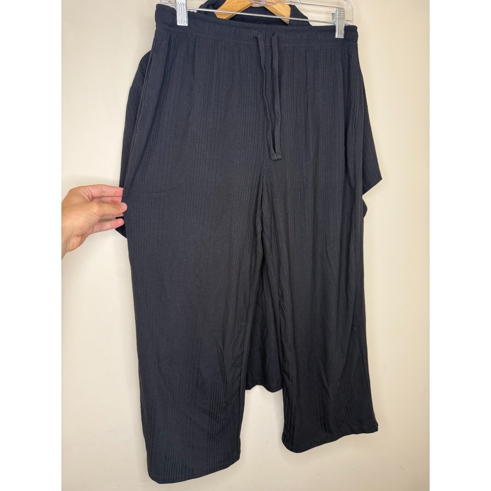 Carole Hochman Ribbed Button Front 2pc Lounge Set Black›Size 1X.  #20 - Picture 6 of 8